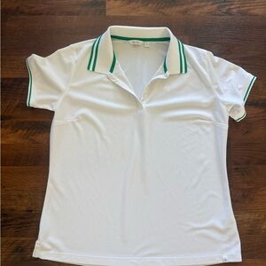 Lady Hagen White Polo Top with Green Trim